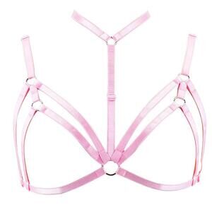 1684 Adjustable Size Punk Gothic Clothing Carnival Party Harness Bra Caged